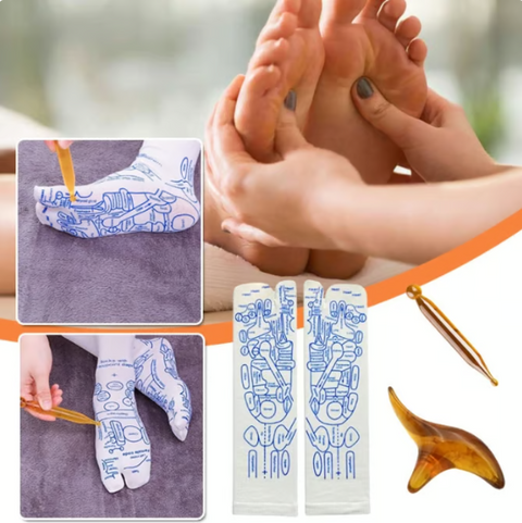 Reflexology Chart Socks with Trigger Point Massage Tool